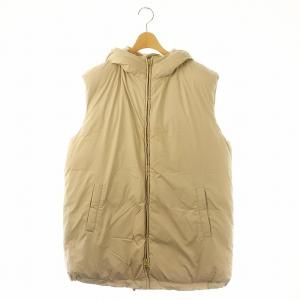 中綿ロングベスト ジャケット フード ジップアップ 総裏地 ベージュ /DO OS