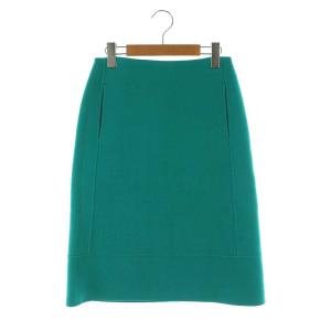 ウールメルトンスカート 膝丈 緑 グリーン /HK OS