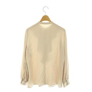 ANAYI サテンアムンゼンフリルブラウス シャツ 長袖 前開き 38 ベージュ