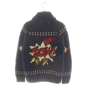 HYSTERIC GLAMOUR カナディアンセーター CANADIAN SWEATER ウッドペッカー フルジップ 長袖 ウール F 紺