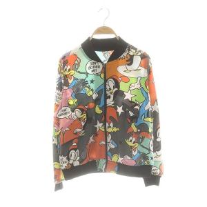 ウッドペッカー 総柄ブルゾン 長袖 フルジップ M 黒 ブラック マルチカラー