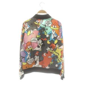 HYSTERIC GLAMOUR ウッドペッカー 総柄ブルゾン 長袖 フルジップ M 黒 ブラック マルチカラー