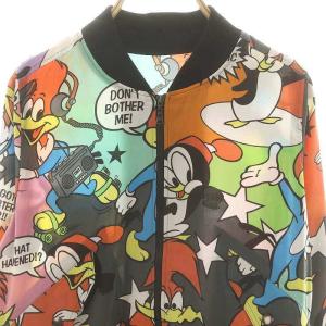 HYSTERIC GLAMOUR ウッドペッカー 総柄ブルゾン 長袖 フルジップ M 黒 ブラック マルチカラー