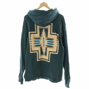 バックプリント裏毛パーカー プルオーバー 長袖 オーバーサイズ M 緑 グリーン