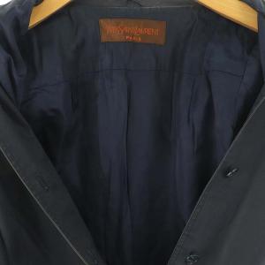 YVES SAINT LAURENT ヴィンテージコットンツイルライトコート ステンカラー 紺