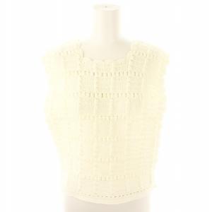 24SS ポップコーンクロシェット スクエアネックベスト ニット S 白 ホワイト /KO OS