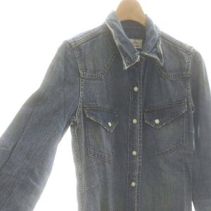 REMI RELIEF スナップボタンデニムシャツワンピース ロング 長袖 S 青 ブルー