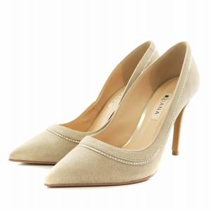 パンプス ポインテッドトゥ ヒール スエード 24.5cm ベージュ 19270 /AN11 OF