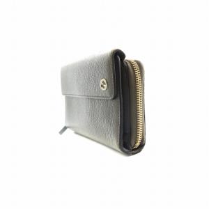 GUCCI 長財布 インターロッキングG  ラウンドファスナー 三つ折り 小銭入れ グレー レザー 449397 /AS