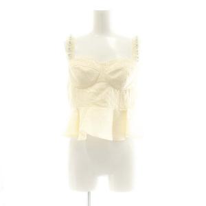 23AW CANDY STOCK ビジューベロアビスチェ カットソー クロップド パール F アイボリー