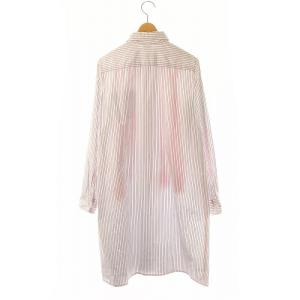 TAO COMME des GARCONS ストライプ シャツワンピース ひざ丈 長袖 フロントボタン コットン S 白 ホワイト マルチカラー /YQ