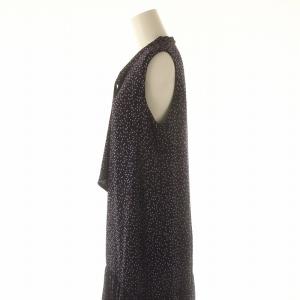 ANAYI 23AW ミニドットティアードボウタイ ワンピース ロング ミモレ ノースリーブ 38 紺 ネイビー