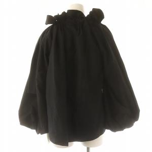 CELFORD 23SS ショルダーリボンギャザーブラウス 長袖 プルオーバー F 黒 ブラック