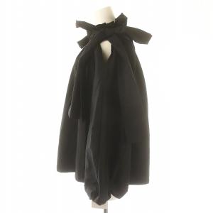 CELFORD 23SS ショルダーリボンギャザーブラウス 長袖 プルオーバー F 黒 ブラック