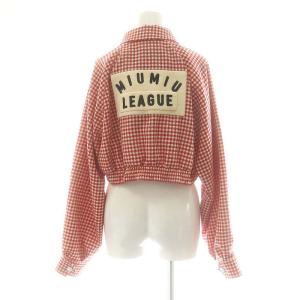 miumiu ギンガムチェック クロップドブルゾン 38 レッド ホワイト