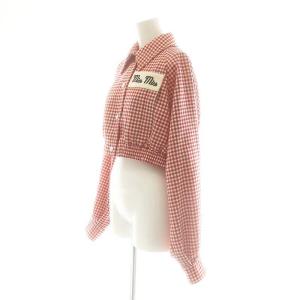 miumiu ギンガムチェック クロップドブルゾン 38 レッド ホワイト