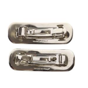 miumiu ヘアクリップ パールロゴ 2個セット シルバー色 5JF086