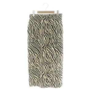 24SS ゼブラプリントイージースカート ロング タイト 38 アイボリー 黒 ブラック