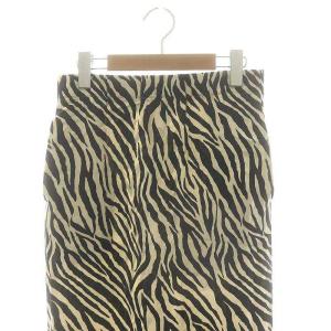 Spick&Span 24SS ゼブラプリントイージースカート ロング タイト 38 アイボリー 黒 ブラック