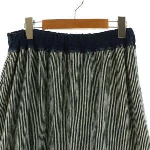 45rpm Hickory Tenjiku Skirt フレアスカート ロング プリーツ 0 紺 白 ネイビー ホワイト