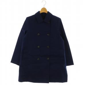 ダブルブレストウールコート アウター トレンチ ライナー付き コットン 38 紺 ネイビー /NR OS