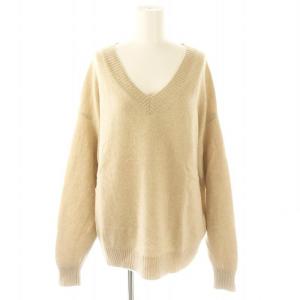 Feminity Knit ニット セーター 長袖 Vネック カシミヤ ベージュ /MF OS