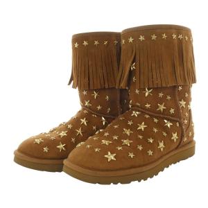 UGG australia JIMMY CHOO スターリット ムートンブーツ ショート フラット フリンジ スタースタッズ スエード