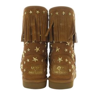 UGG australia JIMMY CHOO スターリット ムートンブーツ ショート フラット フリンジ スタースタッズ スエード