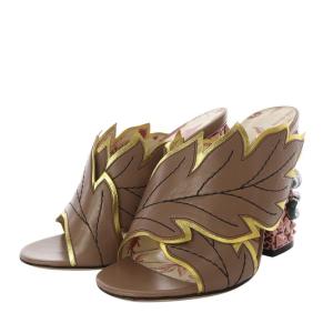 GUCCI ミュール サンダル ガーデン スネーク 34 ブラウン ピンク 421937