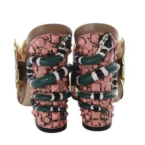 GUCCI ミュール サンダル ガーデン スネーク 34 ブラウン ピンク 421937