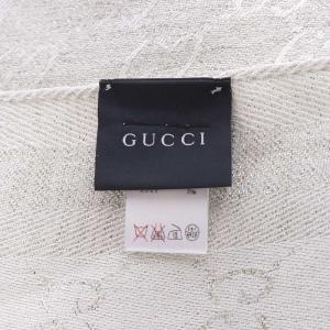 GUCCI ストール マフラー シルク カシミヤ混 GG柄 ラメ フリンジ ライトグレー 323000