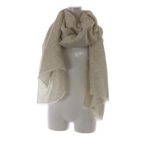 GUCCI ストール マフラー シルク カシミヤ混 GG柄 ラメ フリンジ ライトグレー 323000