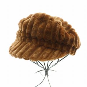 キャスケット 帽子 フェイクファー 茶 ブラウン /BB OF