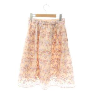 TOCCA PARIS DAISY スカート 膝丈 フレア 花刺繍 総柄 4 ライトピンク マルチカラー