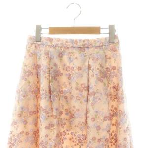 TOCCA PARIS DAISY スカート 膝丈 フレア 花刺繍 総柄 4 ライトピンク マルチカラー