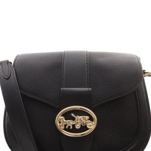 COACH lth georgie saddle ショルダーバッグ レザー ロゴ 黒 ブラック C3241