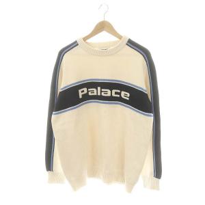 23SS ELectronica ニット セーター 長袖 ロゴ L オフホワイト 紺 ライトブルー /DO