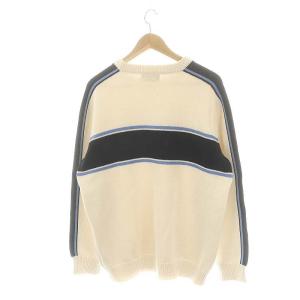 PALACE 23SS ELectronica ニット セーター 長袖 ロゴ L オフホワイト 紺 ライトブルー /DO