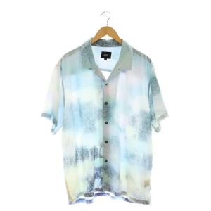 BU00180 染め総柄 レーヨン 半袖シャツ L ライトブルー マルチカラー /ES OS AD