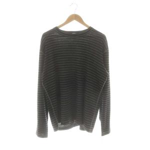 AD2021 ボーダー柄ニット カットソー 長袖 M 黒 ブラック グレー /DO OS AD