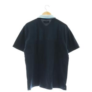 PALACE POUR DONPOLO ポロシャツ 半袖 ロゴプリント 切替 L 紺 水色 ネイビー ライトブルー