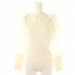 23SS シアースリーブニットプルオーバー カットソー 切替 長袖 36 白 ホワイト /MF OS