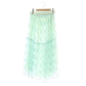 シルクペチコート付きロングレーススカート 36 ブルー