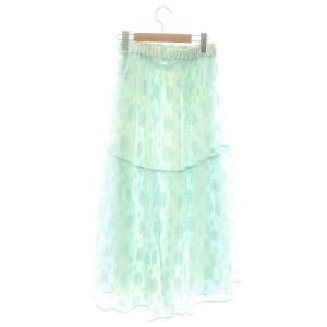 BLAMINK シルクペチコート付きロングレーススカート 36 ブルー