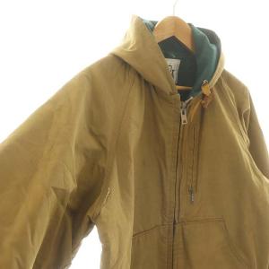 WOOLRICH コットン ナイロン フーディブルゾン ジャケット M 茶 ブラウン