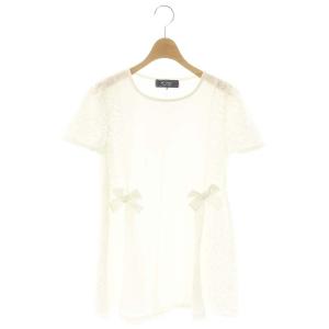 23SS サイドレースカットソーチュニック リボン 切替 38 白 ホワイト /MF OS