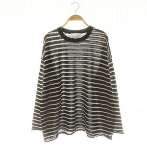 22AW Border Sheer Knit ニット カットソー ボーダー 長袖 黒 白 ブラック ホワイト