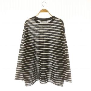 L'Appartement 22AW Border Sheer Knit ニット カットソー ボーダー 長袖 黒 白 ブラック ホワイト