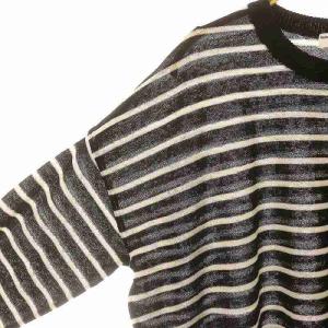 L'Appartement 22AW Border Sheer Knit ニット カットソー ボーダー 長袖 黒 白 ブラック ホワイト