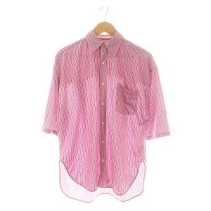 ストライプオーバーサイズシャツ 半袖 前開き 34 ピンク マルチカラー 470554 /DO OS SH